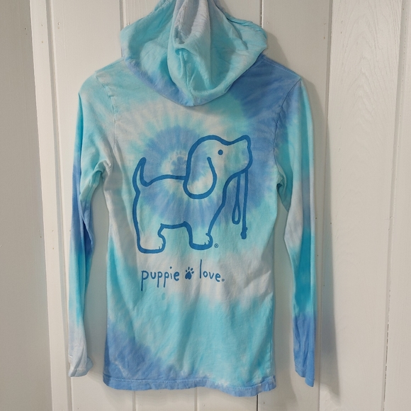 Puppy Love Blue Tie Dye Hoodie Sz Small - Picture 4 of 9